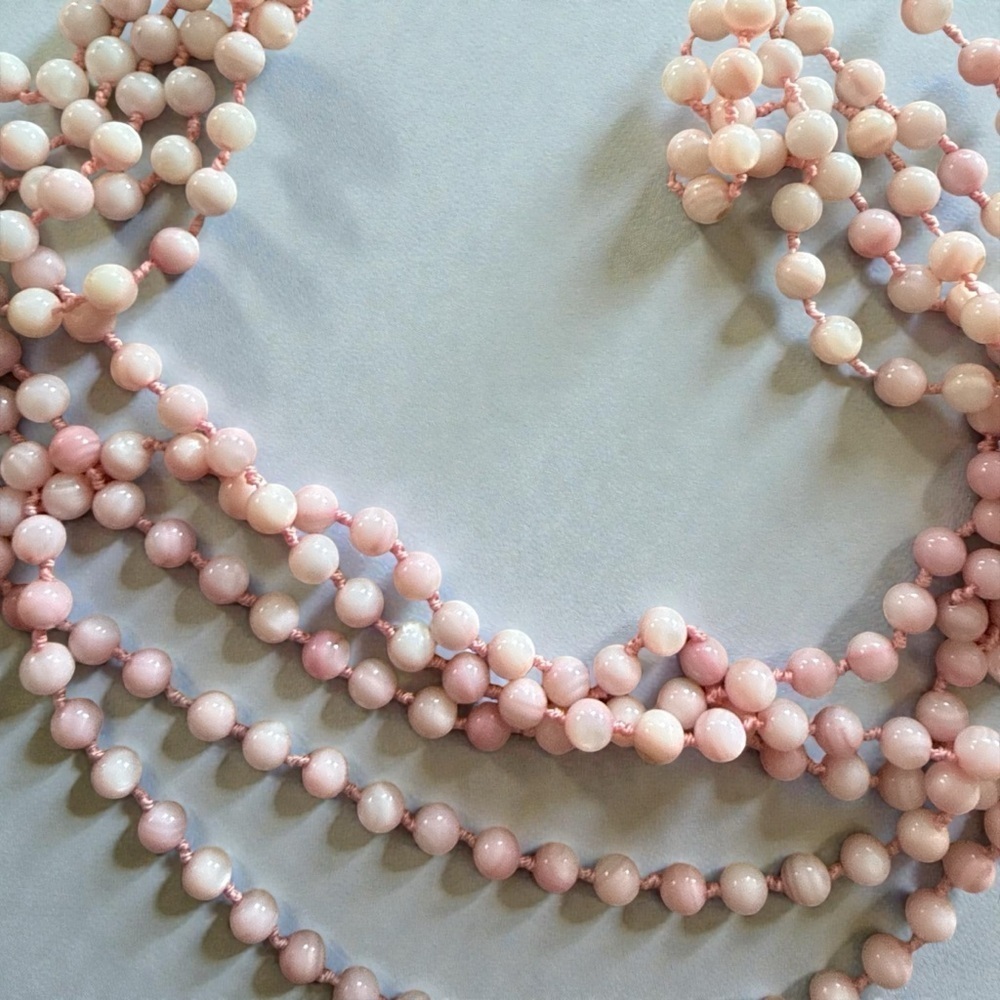 Gorgeous Vintage Pink Dyed MOP Five Strand Necklace 22” - Picture 3 of 7